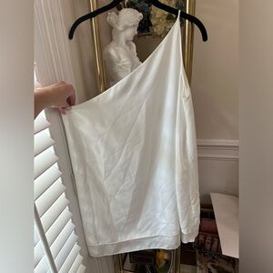 Fabrik white mini one shoulder chiffon dress